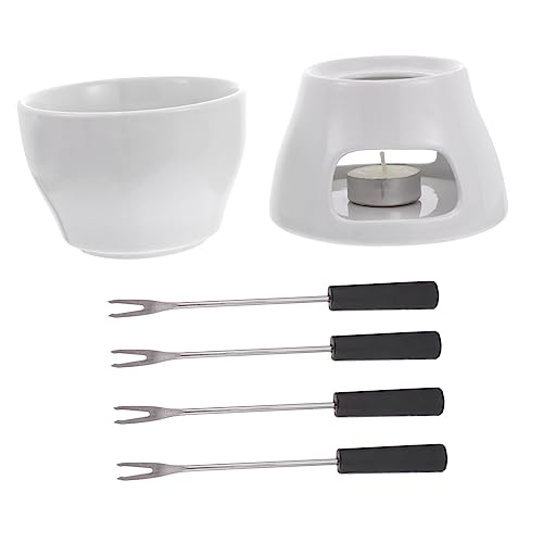 Ciieeo Fondue Butter Warmer Mini Chocolate Melting Pot Kitchen Gadget Ceramic Cheese Fondue Set