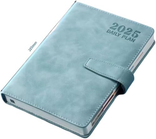 スケジュール帳 a5 日程本 家計簿 2025年 1月〜12月 365日手帳 日記帳 ビジネス ノート 月インデックス 磁気吸着 防水防汚機能 フェイクレザー 毎日計画本 年度収支 納付記録 アドレス帳 月計画 週のまとめなど (ライトブルー)
