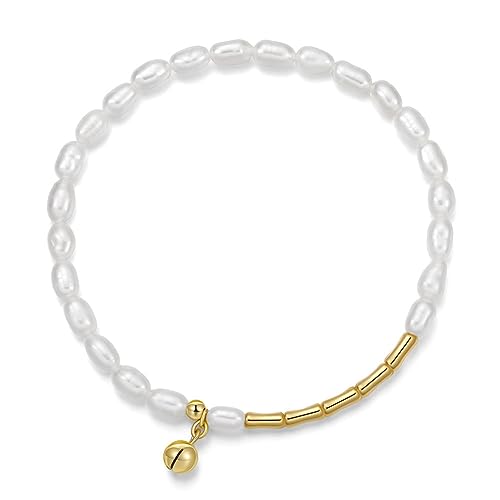 Half and Half Gold Beads and Freshwater Pearl Bracelet with