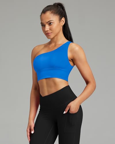 Image of Queenie Ke Womens One Shoulder Sports Bra Left Side Strap Yoga Bras Gym Training Workout Crop Tops