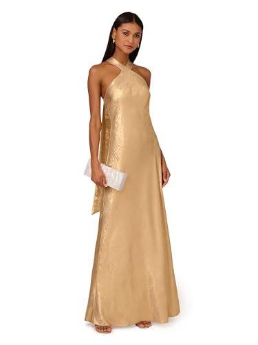 Adrianna Papell Women's Foiled Woven Halter Gown4