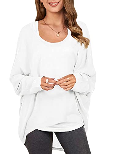 Image of ZANZEA Women's Off The Shoulder Batwing Tops Casual Loose Oversized Tshirts Long Sleeve Fall Pullover Sweater Tops