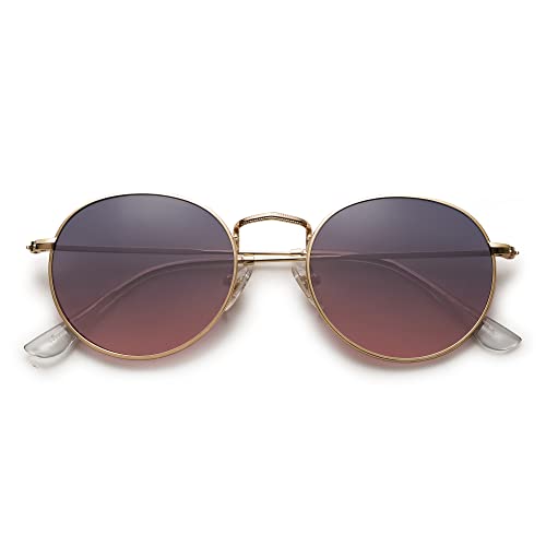 Image of SOJOS Small Round Polarized Sunglasses for Women Men Classic Vintage Shades | Lightweight Stainless Steel Frame UV400 Sun Protection Adjustable Nose Pads SJ1014