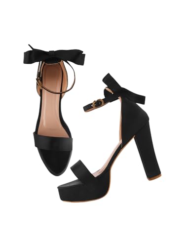 Image of SilverArrow womens Knotco Fashion Sandals|Block Heel Sandals With AnkLe Buckle Strap|Fusion Wear