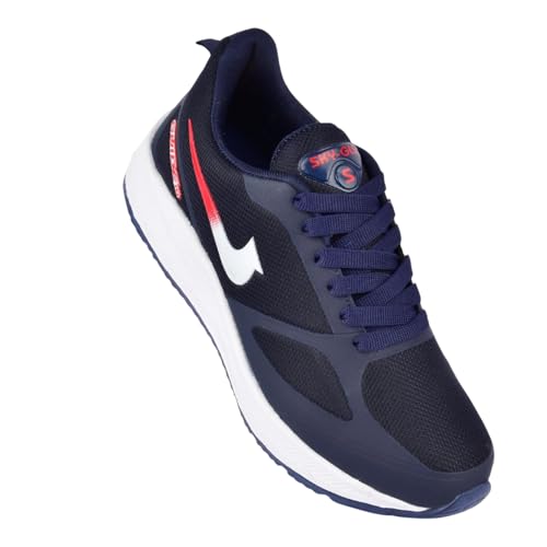 QUARK Sports Joggers Shoes for Men's, Dynamic Running Shoes for Men, Lightweight, Breathable Running Shoes, Authentic Running Shoes (Model- Guide10) (Color- Navy) (Size- 7)