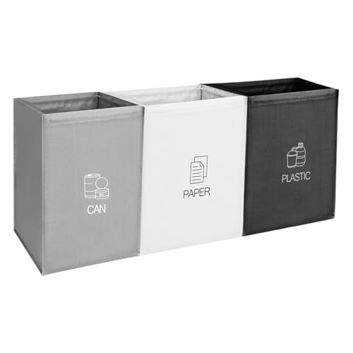 CTDMJ Reusable Recycling Bins 3Packs Recycling Bags with Handle Waterproof Recycling Bin Bags Recycle Bin Bags Set Woven Waste Bins bag Recycling Box for Kitchen Home Office Recycling Bags