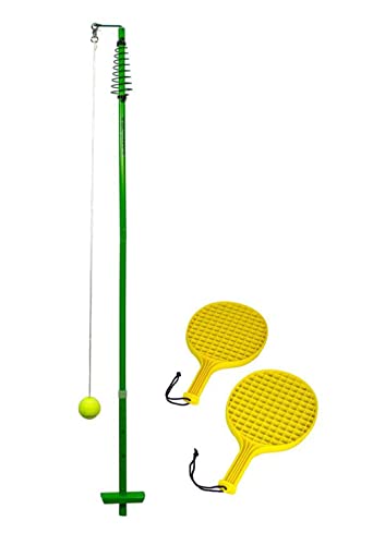 Sandora 25030 Circletennis - Twistball - 3-teilig grün/gelb für tollen Garten Spielspaß und jegliche Freizeitaktivität für Camping und Unterwegs EIN absolutes Kindervergnügen