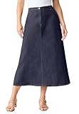 Roaman's Women's Plus Size Easy-Wear A-Line Skirt - 24 W, Indigo Wash