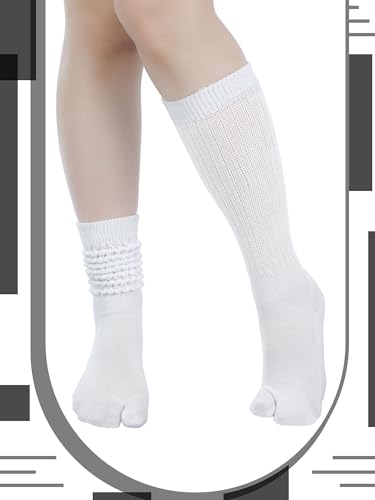 3 Pairs Flip Flop Socks Slouch Scrunch Tabi Split Toe Japanese Long Knit Socks for Women(4