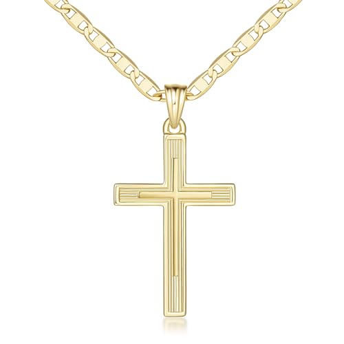 Cross Necklace for Women Gold Cross Necklaces for Women 14K Gold Crosses Chain Pendant Necklace for Womens Double-Layered Pendant Crosses Chain Necklaces for Womens 26/30mm