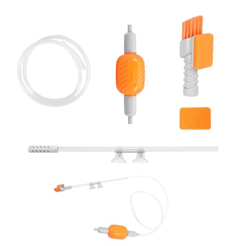 harupink Aspiradora de acuario con accesorios para cambio de agua, cambiador de agua para acuarios para cambios de agua, filtración de agua (naranja, 1 juego)