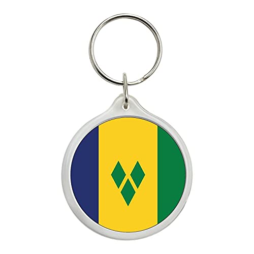 ROUND KEYCHAIN. FLAG OF SAINT VINCENT AND THE GRENADINES