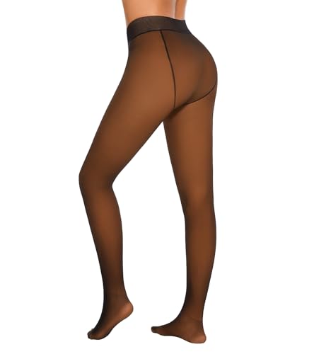 Fleece Lined Tights Sheer Women Fake Translucent Warm Pantyhose Sheer Leggings Thermal Thick Tights for Winter2