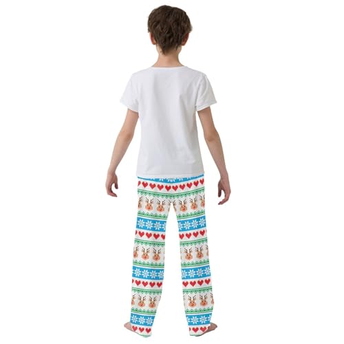 Reindeer and Love Boys Long Pants Soft Trousers Elastic Waist Kids Lounge Bottoms with Pockets S-XL3