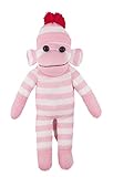 Plushland 10 Inch Floppy Pink Sock Monkey Plush Stuffed Animal Personalized Gift - Custom Text on Shirt - Great Present for Mothers Day, Valentine Day, Graduation Day, Birthday (Floppy Pink)