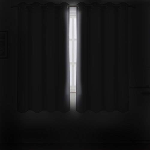 Image of LEMOMO Grey Blackout Curtains 66 x 63 Inch Length /Set of 2 Curtain Panels /Thermal Insulated Room Darkening Blackout Curtains for Bedroom