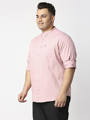 Image of Thomas Scott Mens | Full Sleeve | Solid Plain Color | Regular Fit | Plus Size | 100% Cotton | Mandarin Collar | Casual | Shirt