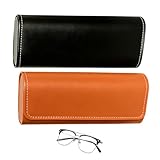 2 Pezzi Custodia Occhiali Rigida in Pelle, Portaocchiali Astuccio Rigido in Stile Vintage, Custodia per Occhiali Portatile per Uomini Donne