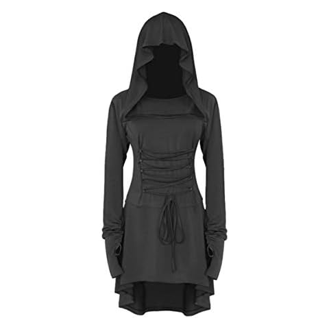 chuangminghangqi Renaissance Medieval Costume Women Black Gothic Dress Deals Clearance Cloak With Hood The Witch Cape Victorian Fancy Dress Vampire Cape Gothic Clothes For Women (XXL, Black) Cover