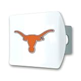FANMATS 43599 University of Texas Color Hitch Cover - White with Metal Chrome 3D Logo Emblem – Easy Installation on Truck, SUV, Car - Ideal Gift for Die Hard NCAA Fan