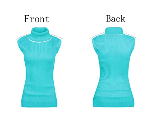 Image of v28 Women Sleeveless High Neck Turtleneck Stretchable Knit Sweater Top