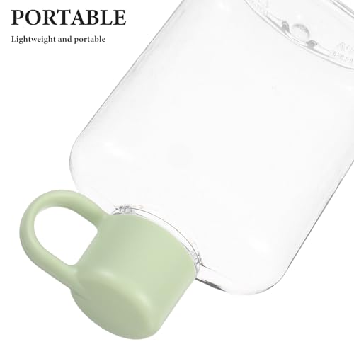 Botella de agua plana reutilizable de 360 ml, cantimplora portátil verde de camping 4