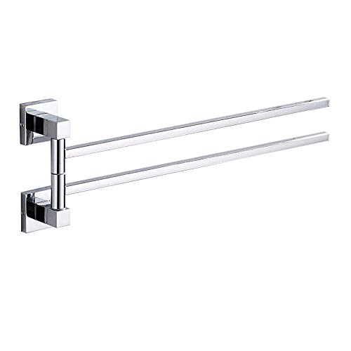 DSDD Barra de Toalla abatible de Acero Inoxidable, Brazo Plegable, suspensión giratoria, Organizador de Almacenamiento de baño, Montaje en Pared para Cocina, baño, 2 Brazos
