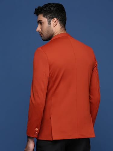 Image of SHOWOFFFF Men Solid Single Breasted Formal Blazer | Notched Lapel Full Sleeves Cotton Blazer for Mens | Slim Fit Regular Length Blazer for Men's