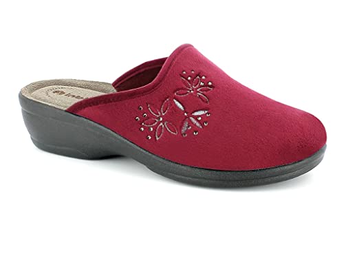 Chaussons Fiorellini brodés Inblu femme pantoufles bordeaux 35