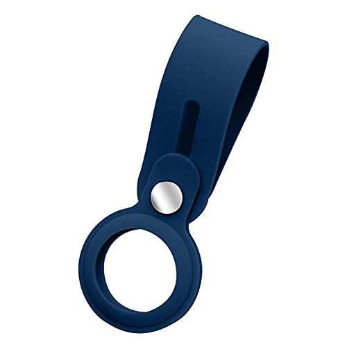 Image of FOSO Silicone Loop Case for Apple Airtag with Buckle Protector with Long Strap for Apple Bluetooth Item Tracker Soft Keychain Locator Luggage Tag (Navy Blue)