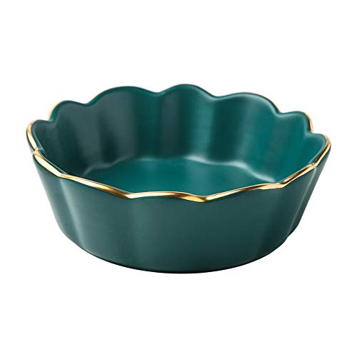 ZFF 2 Pieces / 5 Pieces of Retro Phnom Penh Green Ceramic Tableware Rice Bowl Lace Irregular Salad Bowl Sauce Bowl Snacks Dessert Bowl (Color : B, Size : 5 Pieces)
