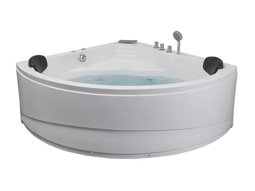 Vente-unique-Bañera angular de hidromasaje con sistema de cascada AGLENA - 2 plazas - 350L - 150 x 150 x 60 cm