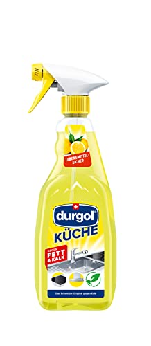 durgol Küchenreiniger – Entfernt Fett & Kalk auf Glaskeramik-Kochfeldern, Arbeitsflächen, Dampfabzügen, Spülbecken u.v.m. – Biologisch abbaubar – Deutsche Version – 1 x 500ml