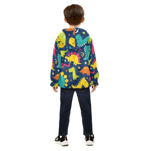 Colorful Dinosaurs Girls Fleece Jacket Girls Fall Jacket Girls Zip Up Hoodie Girls Sherpa Jacket 2-10T4