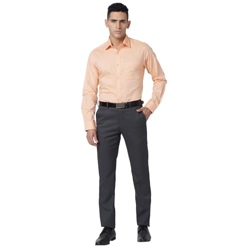 Image of Raymond Men's Slim Fit Polyester Blend Checks Pattern Flat Front Formal Trouser
