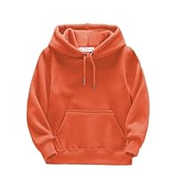 Kids Boys Girls Hoodie Fleece Pullover Sweatshirt Hooded Solid Long Sleeve Tops Fall Winter Clothes School Uniform Kids Clothes Girls (Orange, 8-10 Years)