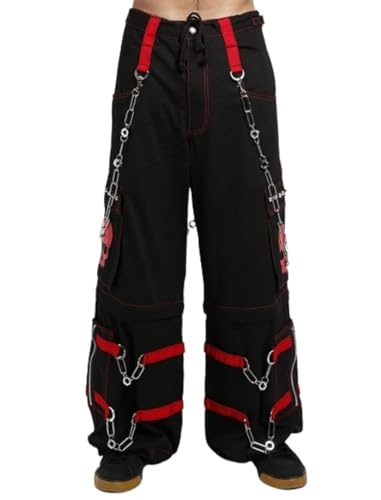 Generic Gothic Bondage Red Skull Zip Off Pants Alternative Punk Rock Cyber Chain Goth Trousers2