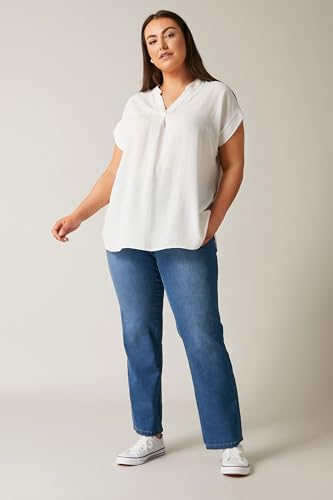 EVANS Curve Plus Size Straight Leg Jeans Mid Blue2