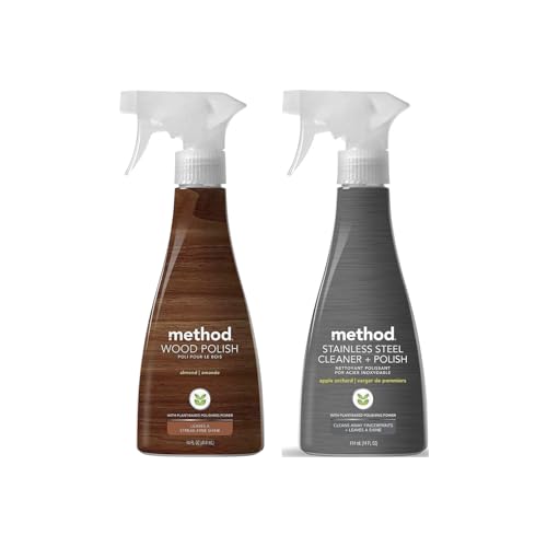 Method Stainless Steel Cleaner + Polish 14 oz Wood Polish 14 oz. Bundle 2 ct.