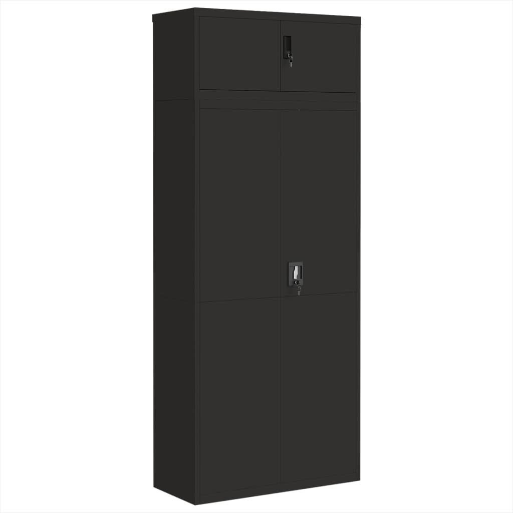 vidaXL Armadio Classificatore Nero 90x40x220 cm in Acciaio, Armadio classificatore, schedario da Ufficio, schedario in Metallo