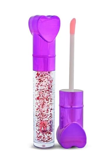Glittery Color Changing Lip Gloss for Dry & Chapped Lips, Liquid Lipgloss for Women, Girls, Teens, Adults, Kids (Purple)