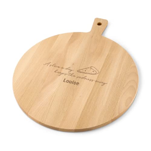 your surprise Pizzabrett mit Namen personalisiert, rundes Pizzabrett aus Holz - Pizzateller aus Buche graviert und mit Griff - Geschenk für Pizzaliebhaber Cover