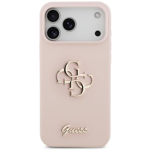 Coque silicone Guess 4G Script rose iPhone 17 Pro Max luxe et style