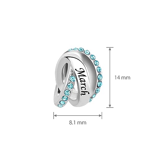 Image of LSxAB Birthstones Charms fits Pandora Bracelet for Women Happy Birthday to January-December Charm for Bracelet Necklace Pendant for Women Jewelry