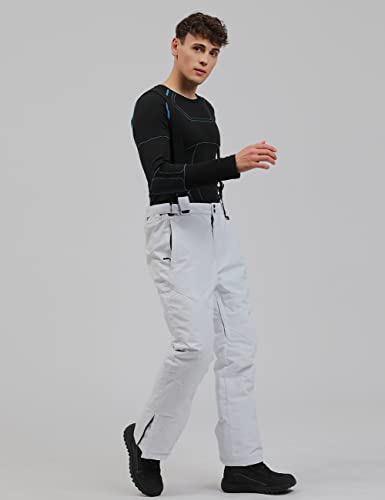 Yeefine Men's Waterproof Snow Pants Insulated Outdoor Ski Pants Winter Warm Detachable Suspender Snowboard Bibs(White,Xl) #TOP3