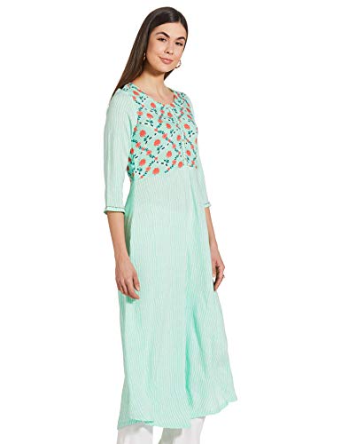 Image of Mint Green Viscose Rayon A Line Kurta
