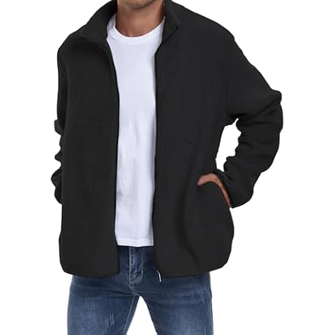 AUDATE Men's Fleece Jacket with Pockets Cover