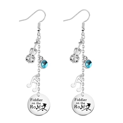 Image of FAADBUK Fiddler Musical Inspired Charm Bracelet Broadway Musical Gift Fiddler Fan Gift Opening Night Gift (Fiddler Earring), Small