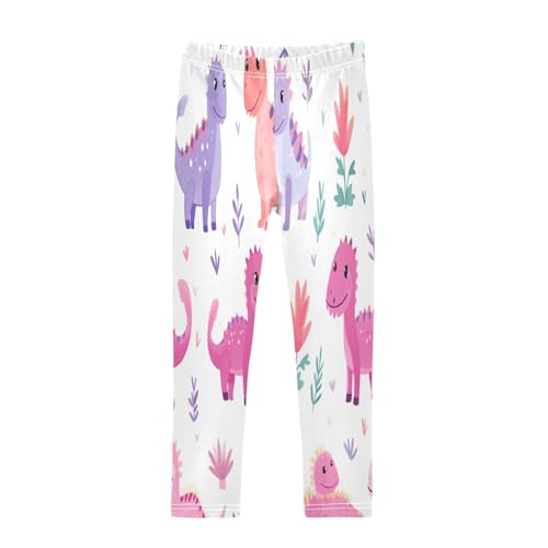 Bolaz Toddler Girls Leggings Printed Yoga Pants Leggings Pink Purple Dinosaurs for Kids