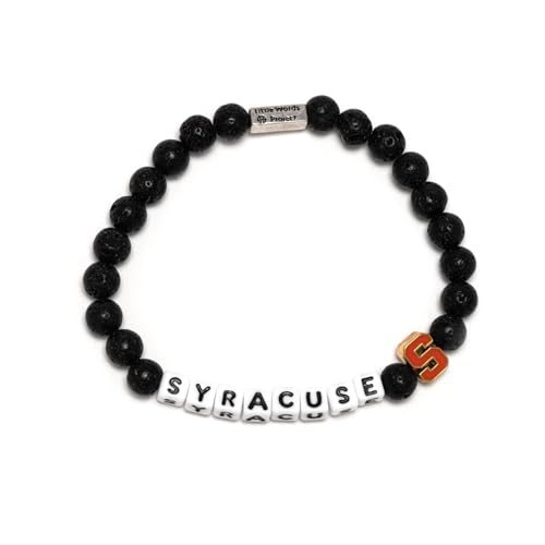 Syracuse® Syracuse University® College Bead Bracelets (XL) - Handcrafted Stretch Bracelets w/ Custom-Casted Syracuse Charm, Trackable Kindness ID Tag - Show Your UFL Pride with Syracuse University Merchandise